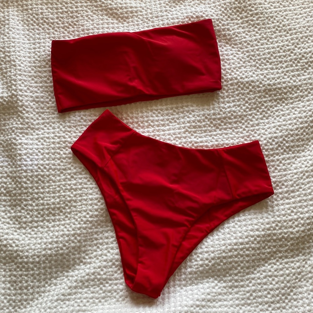 Red SHIEN bathing suit tube top with bottoms💋🌹♥️